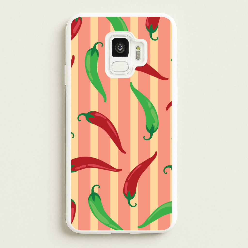 Chilis With Stripes Pattern - Food Patterns Phone Case for Galaxy S9