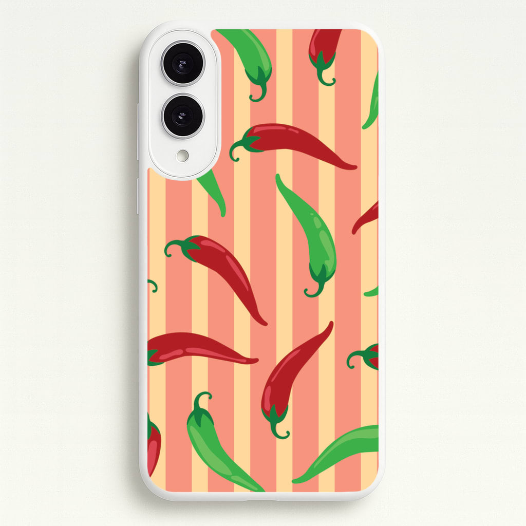 Chilis With Stripes Pattern - Food Patterns Phone Case for Galaxy S25 Edge