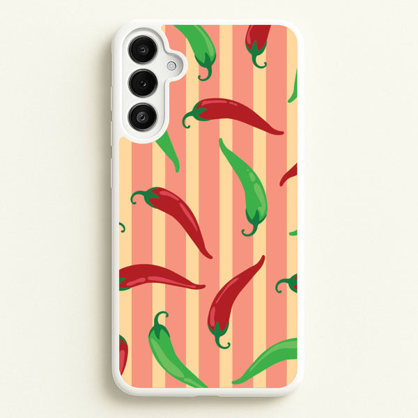 Chilis With Stripes Pattern - Food Patterns Phone Case for Galaxy A34