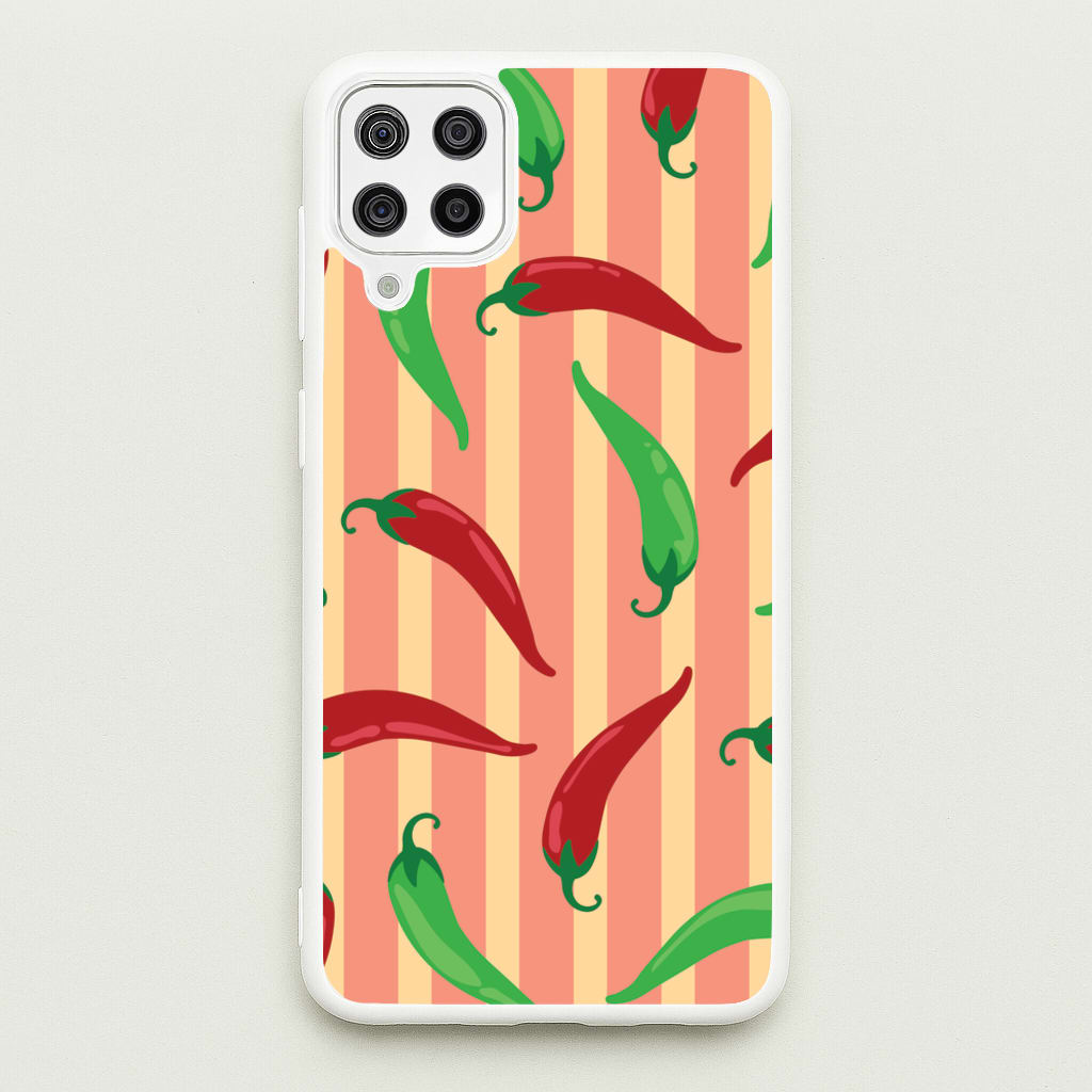 Chilis With Stripes Pattern - Food Patterns Phone Case for Galaxy A12