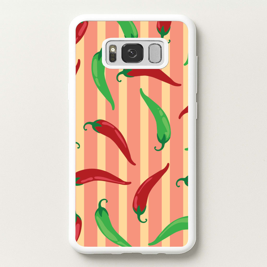 Chilis With Stripes Pattern - Food Patterns Phone Case for Galaxy S8 Plus