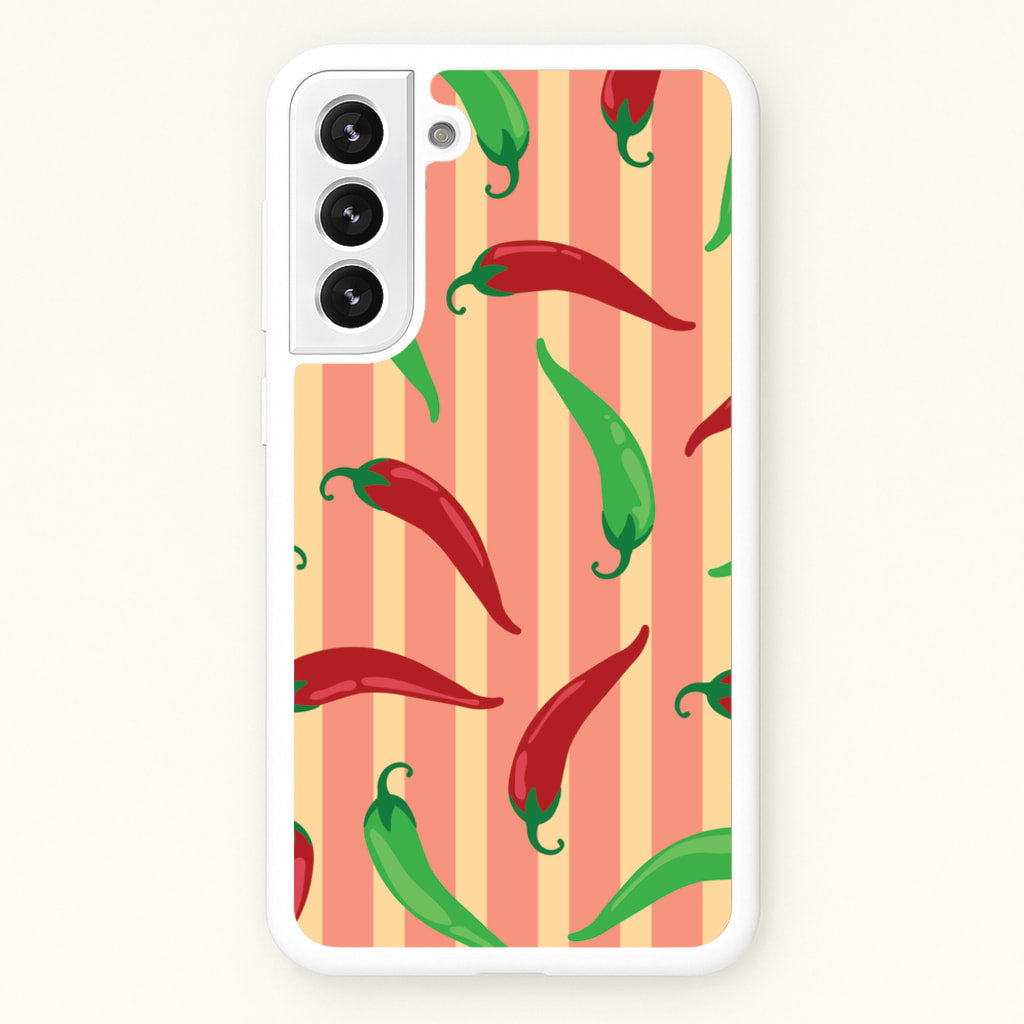 Chilis With Stripes Pattern - Food Patterns Phone Case for Galaxy S21 Plus