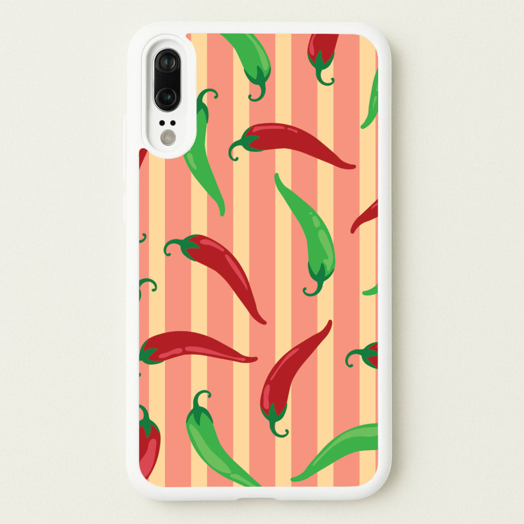 Chilis With Stripes Pattern - Food Patterns Phone Case for Huawei P20