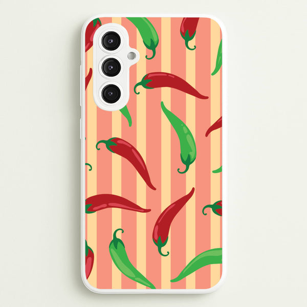 Chilis With Stripes Pattern - Food Patterns Phone Case for Galaxy S23FE