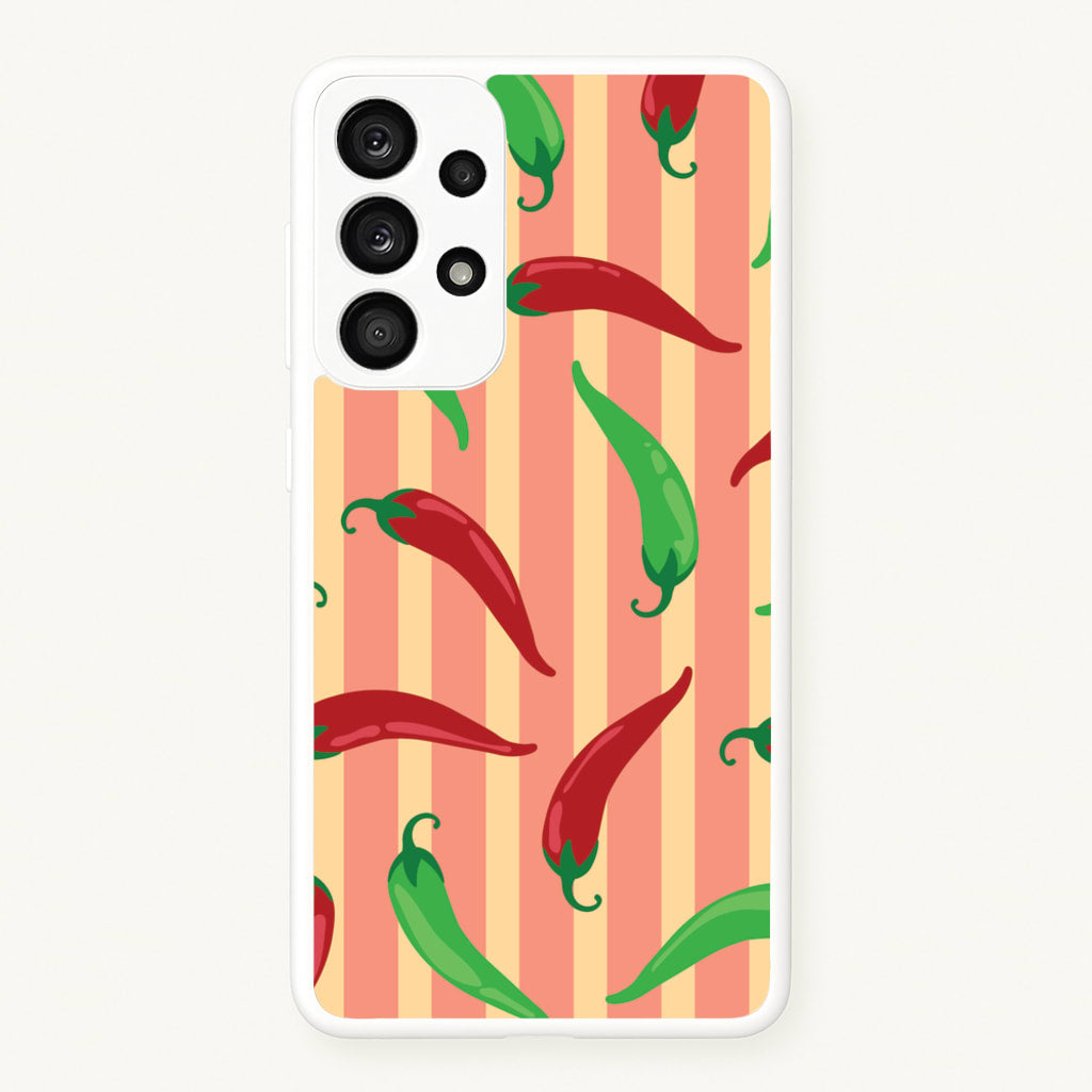 Chilis With Stripes Pattern - Food Patterns Phone Case for Galaxy A53