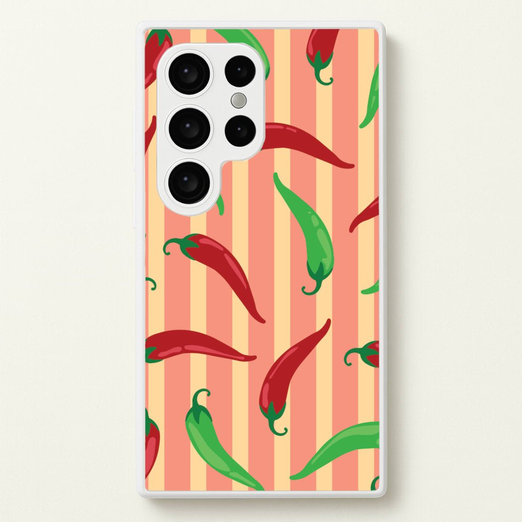 Chilis With Stripes Pattern - Food Patterns Phone Case for Galaxy S24 Ultra