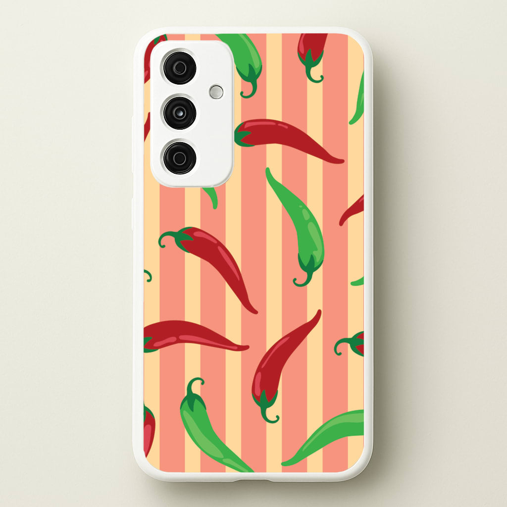 Chilis With Stripes Pattern - Food Patterns Phone Case for Galaxy A55