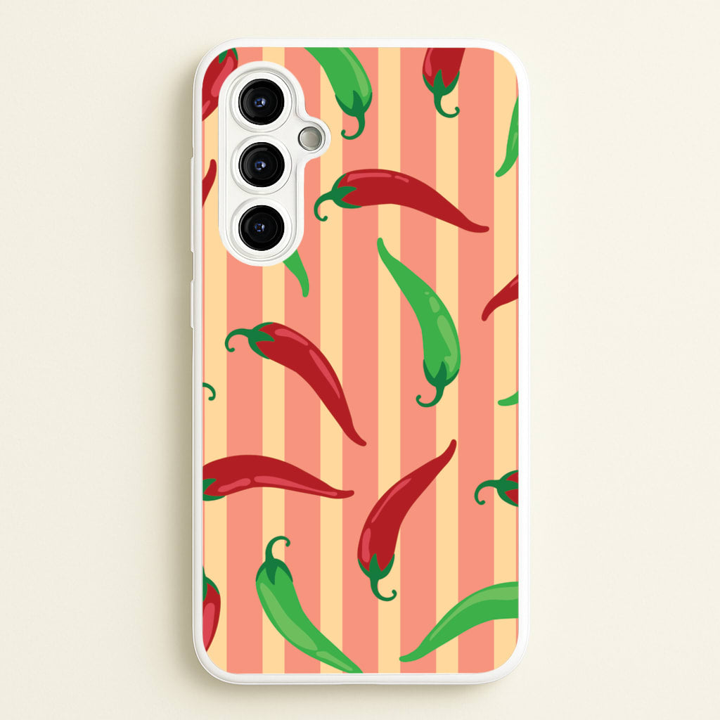Chilis With Stripes Pattern - Food Patterns Phone Case for Galaxy A54