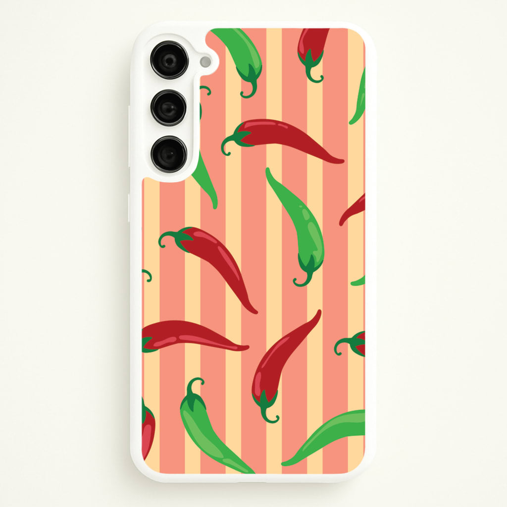 Chilis With Stripes Pattern - Food Patterns Phone Case for Galaxy S23 Plus
