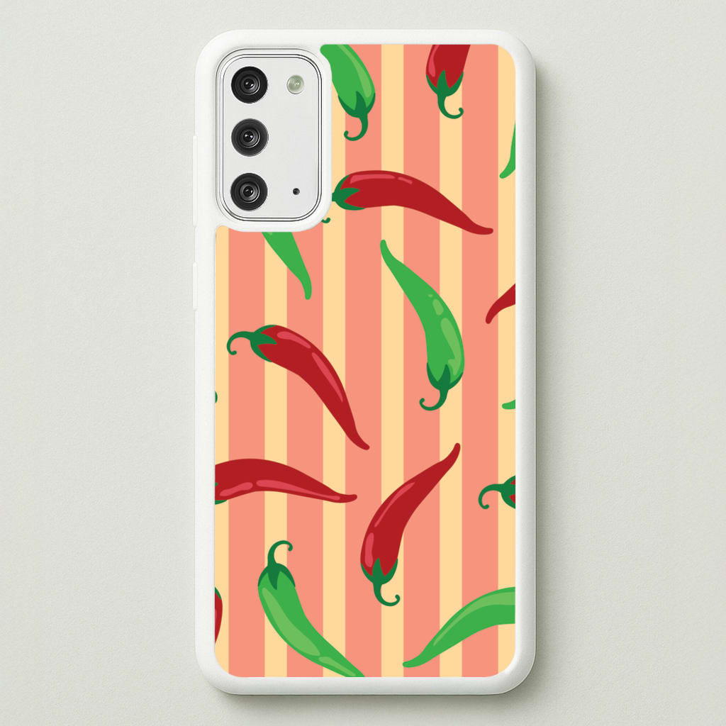 Chilis With Stripes Pattern - Food Patterns Phone Case for Galaxy Note 20