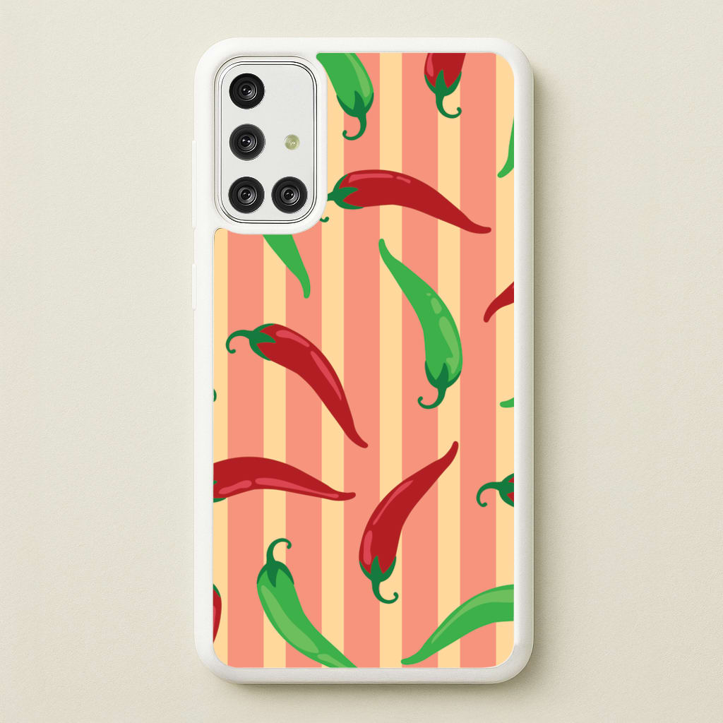 Chilis With Stripes Pattern - Food Patterns Phone Case for Galaxy A71