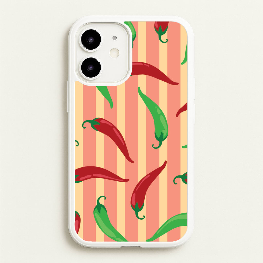 Chilis With Stripes Pattern - Food Patterns Phone Case for iPhone 12 / 12 Pro