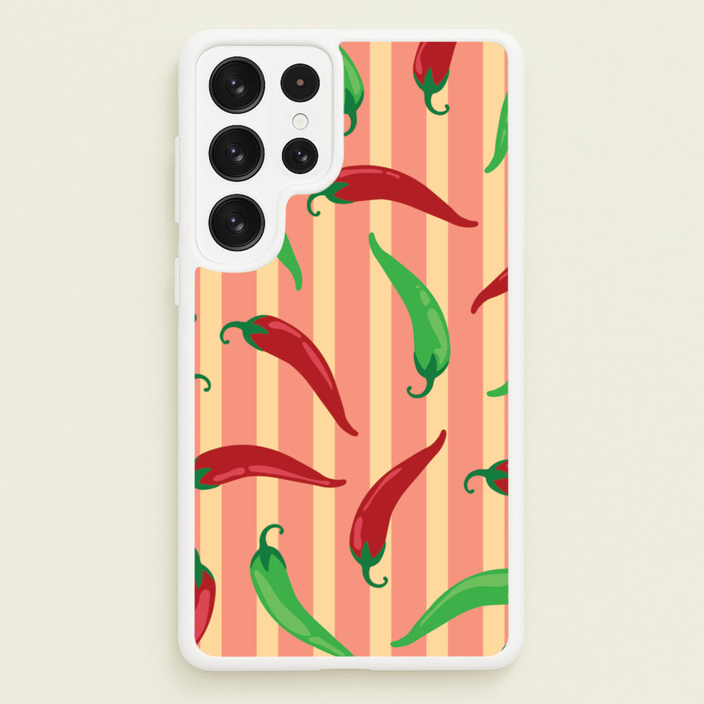 Chilis With Stripes Pattern - Food Patterns Phone Case for Galaxy S22 Ultra
