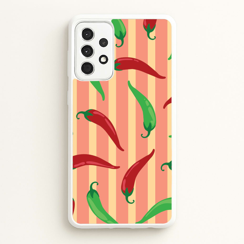 Chilis With Stripes Pattern - Food Patterns Phone Case for Galaxy A52 / A52s