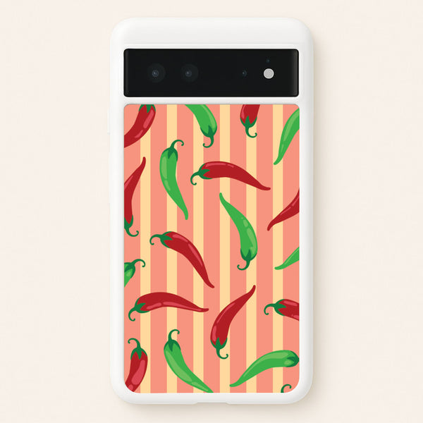 Chilis With Stripes Pattern - Food Patterns Phone Case for Google Pixel 6
