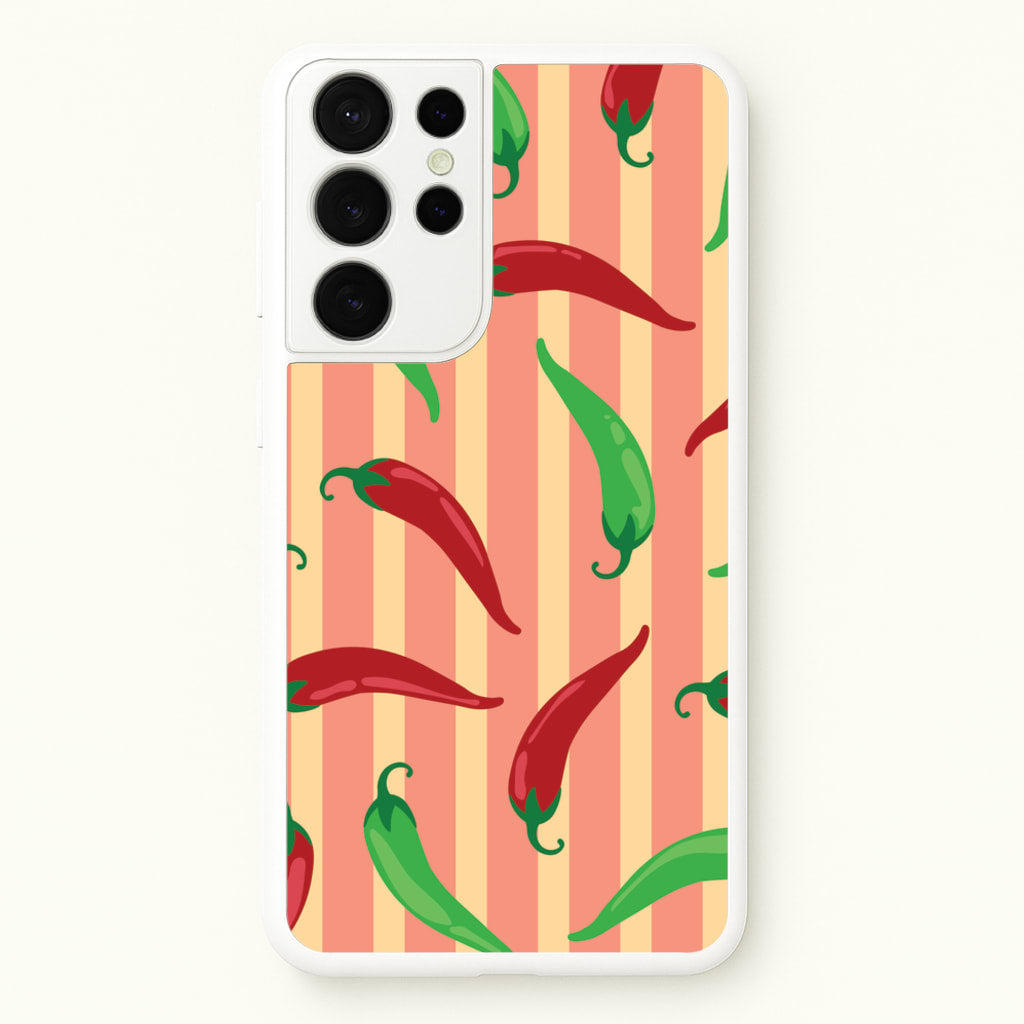 Chilis With Stripes Pattern - Food Patterns Phone Case for Galaxy S21 Ultra