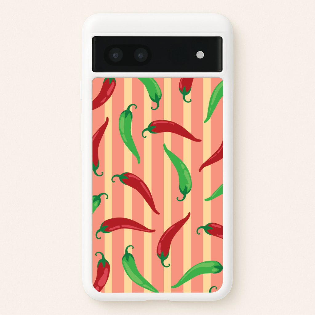 Chilis With Stripes Pattern - Food Patterns Phone Case for Google Pixel 7a