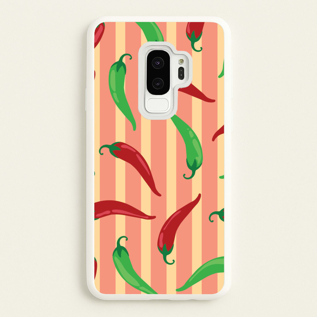 Chilis With Stripes Pattern - Food Patterns Phone Case for Galaxy S9 Plus