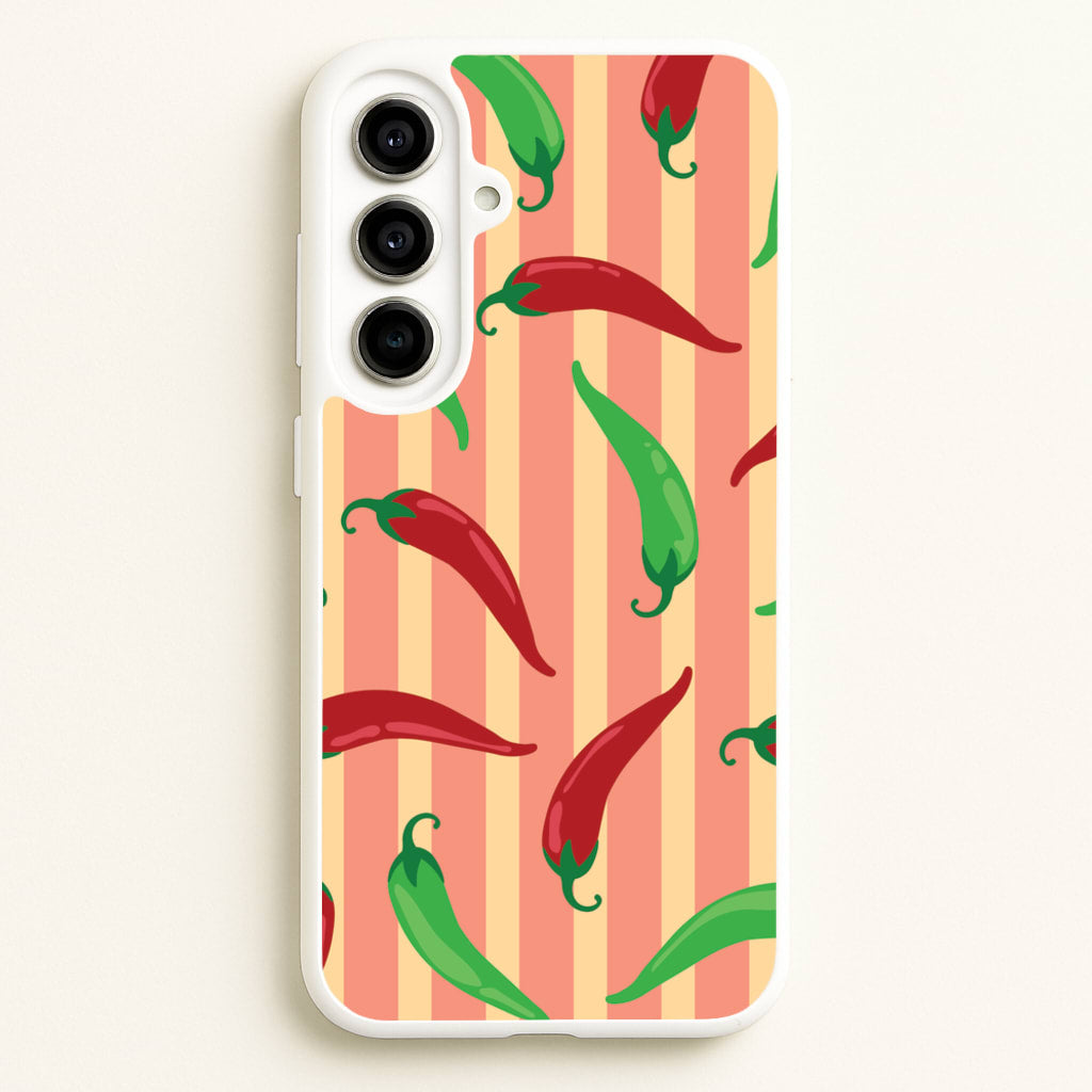 Chilis With Stripes Pattern - Food Patterns Phone Case for Galaxy A56