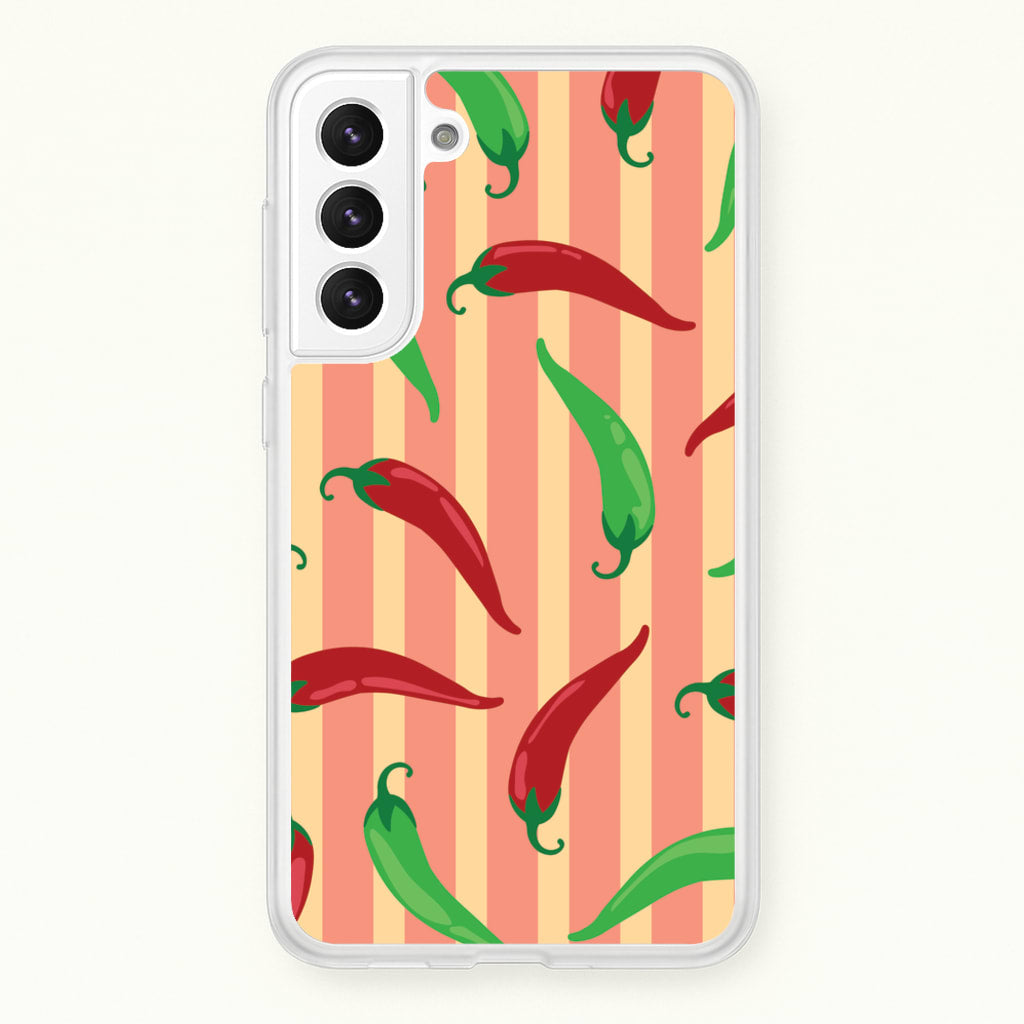 Chilis With Stripes Pattern - Food Patterns Phone Case for Galaxy S22 Plus