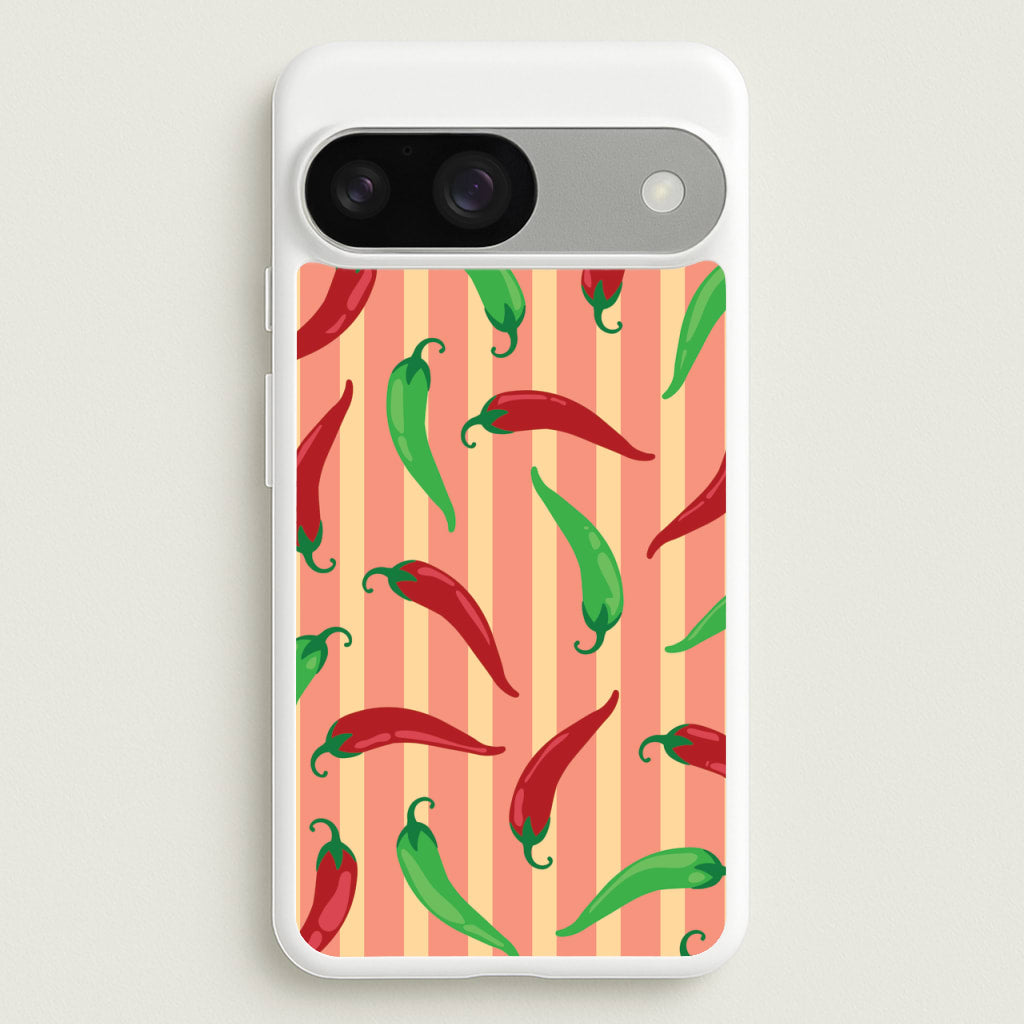 Chilis With Stripes Pattern - Food Patterns Phone Case for Google Pixel 9 / 9 Pro