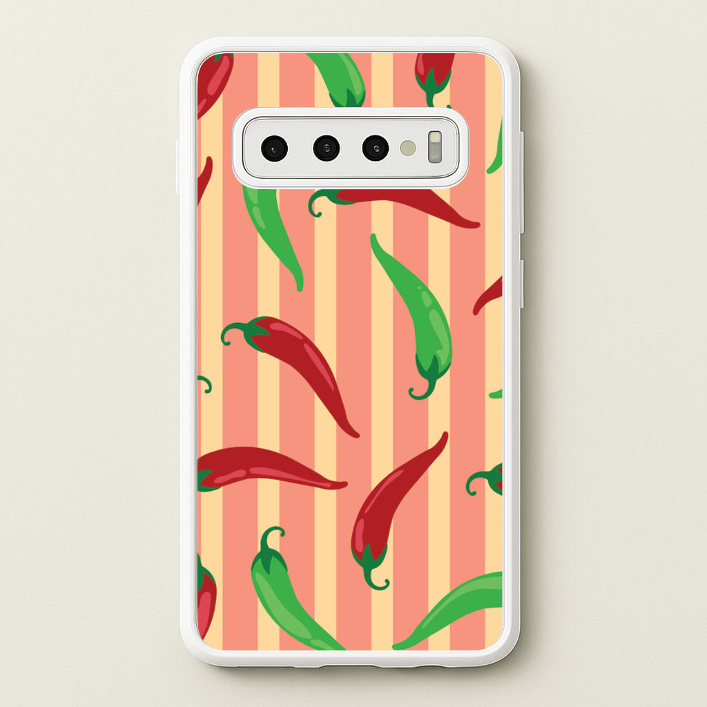 Chilis With Stripes Pattern - Food Patterns Phone Case for Galaxy S10