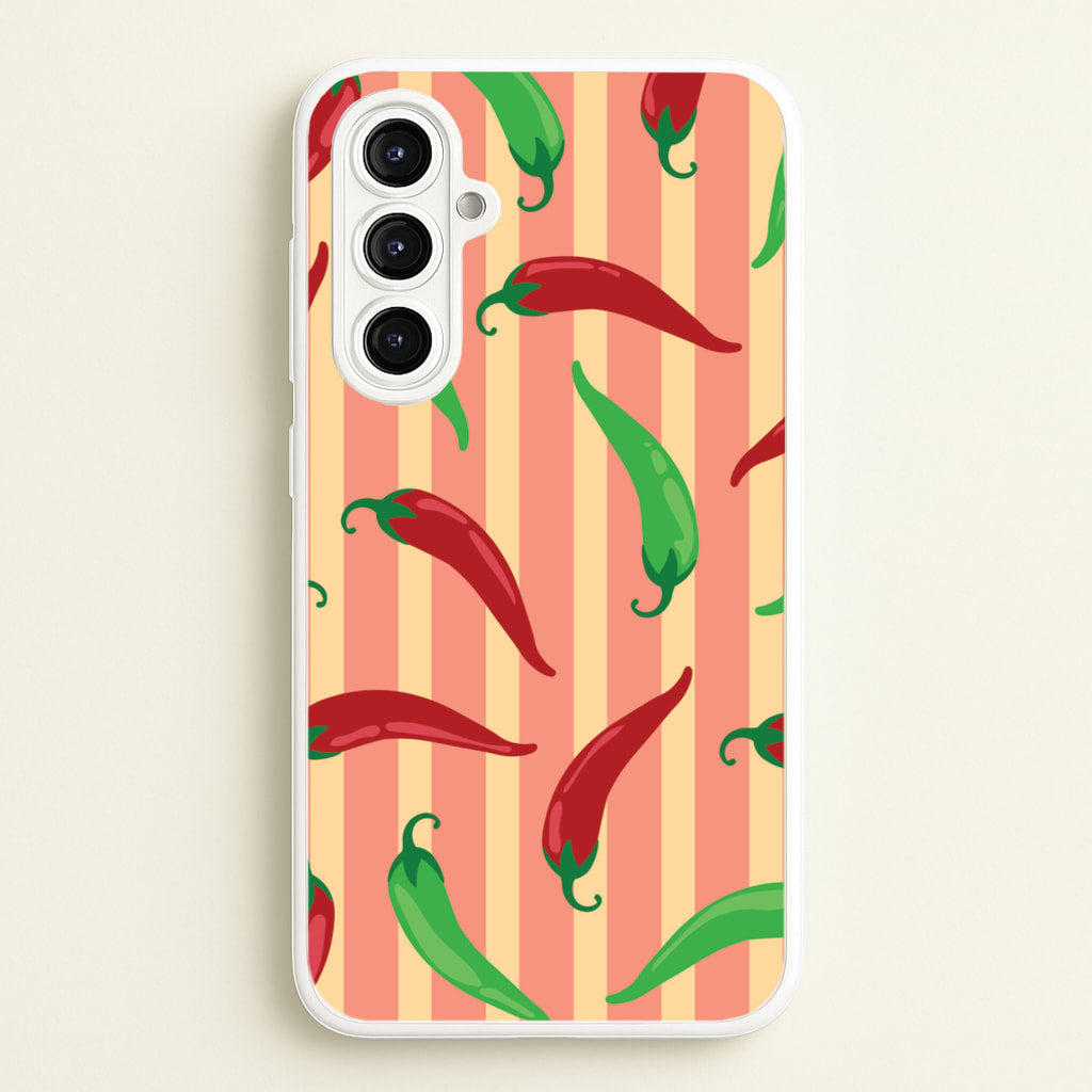 Chilis With Stripes Pattern - Food Patterns Phone Case for Galaxy A16