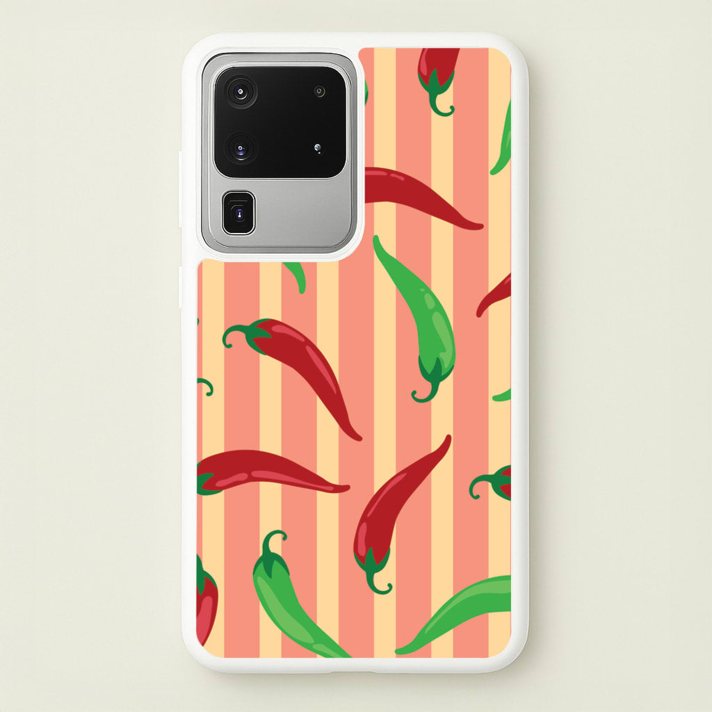 Chilis With Stripes Pattern - Food Patterns Phone Case for Galaxy S20 Ultra