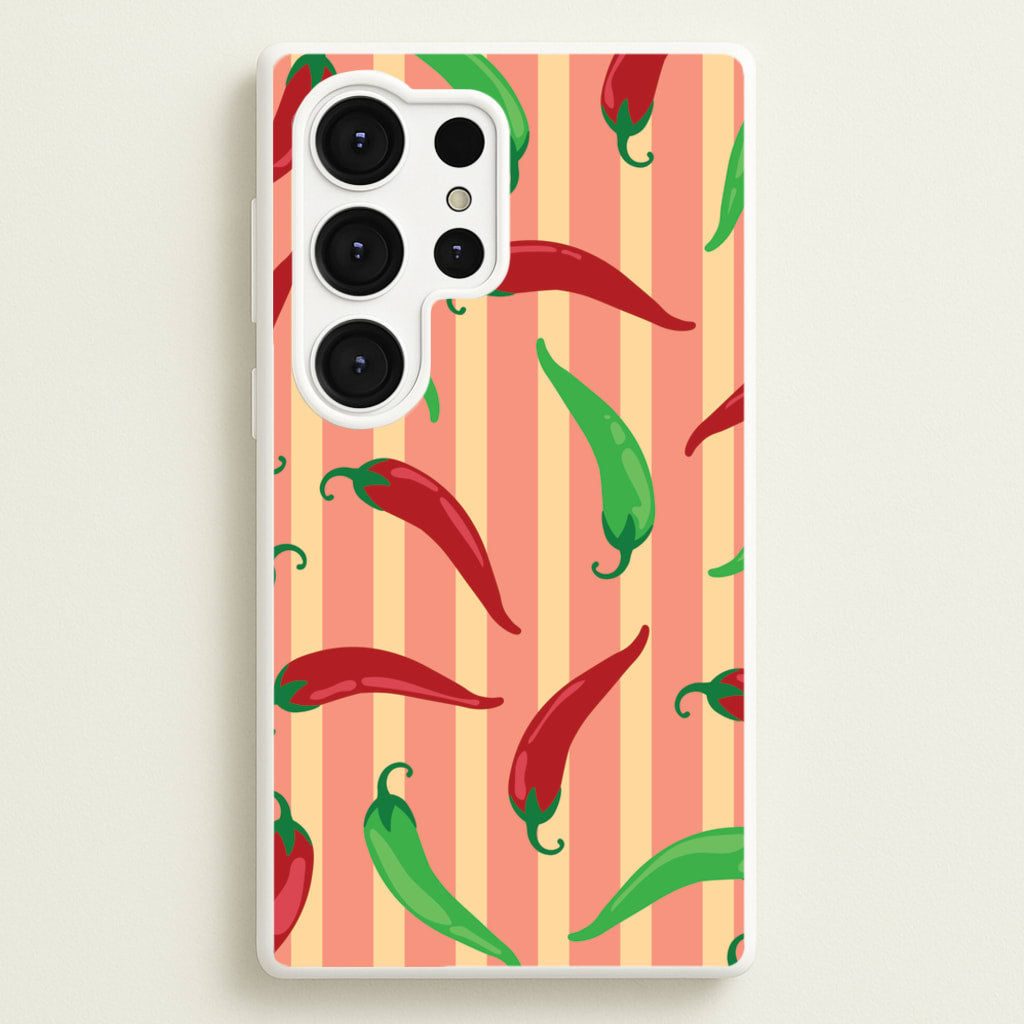 Chilis With Stripes Pattern - Food Patterns Phone Case for Galaxy S25 Ultra