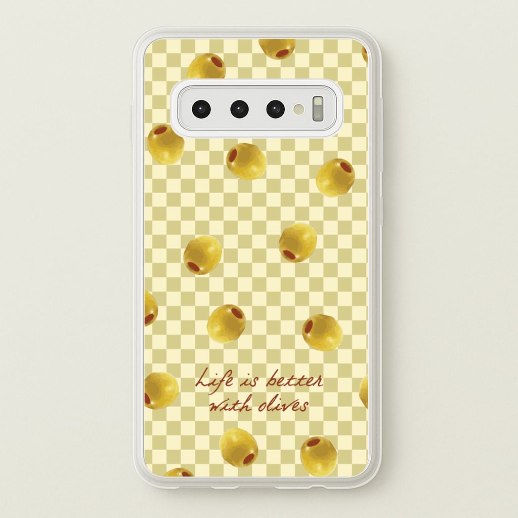 Life Is Better With Olives - Food Patterns Phone Case for Galaxy S10 Plus