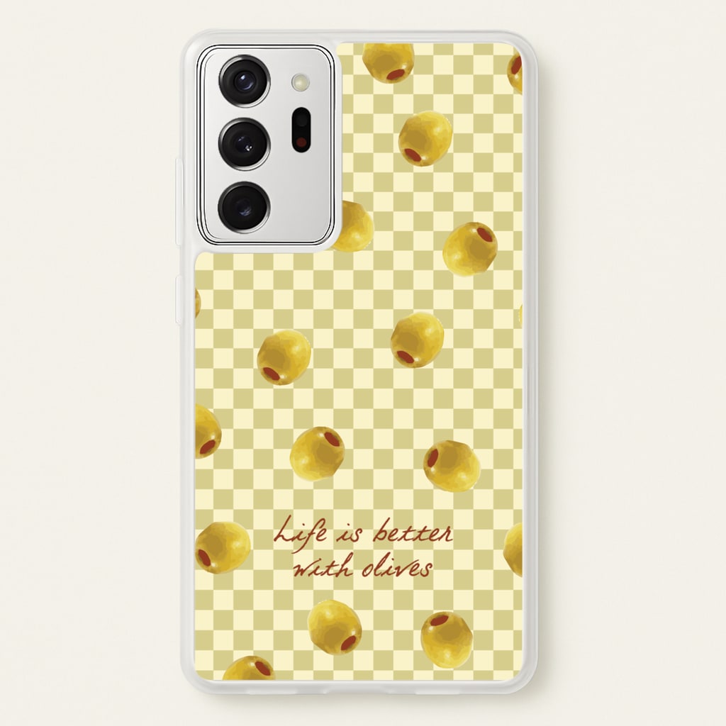 Life Is Better With Olives - Food Patterns Phone Case for Galaxy Note 20 Ultra