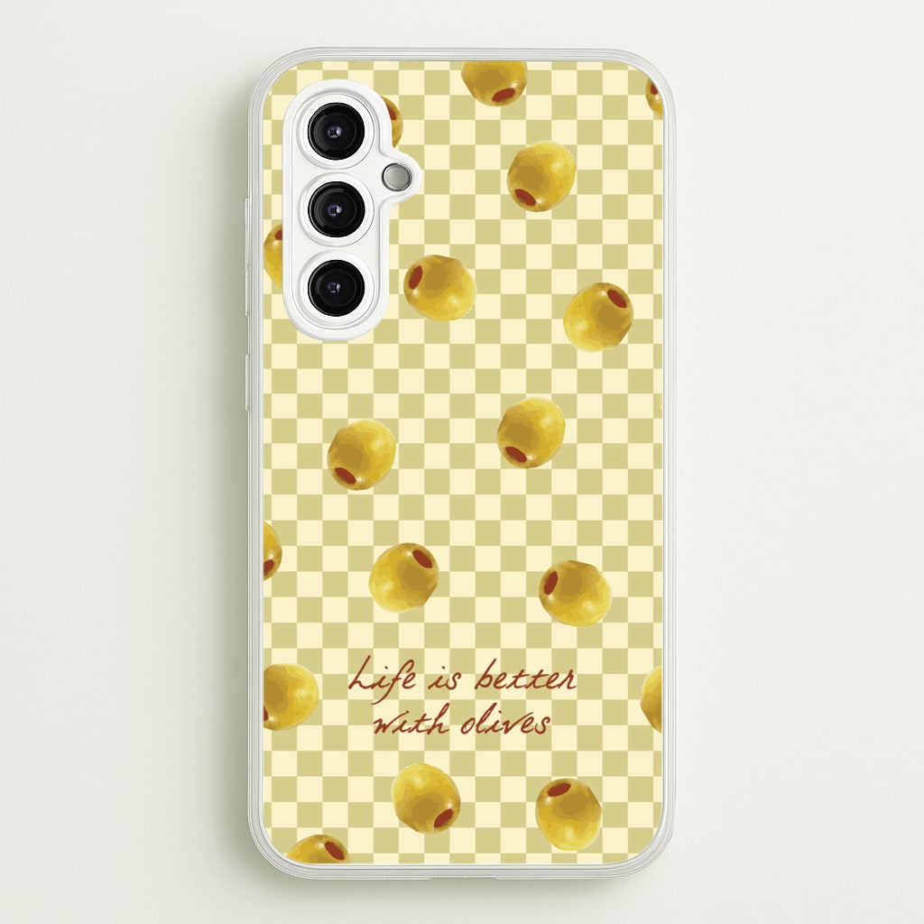 Life Is Better With Olives - Food Patterns Phone Case for Galaxy A14