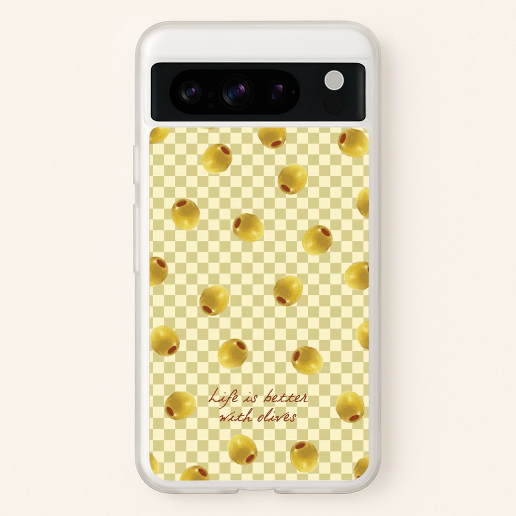 Life Is Better With Olives - Food Patterns Phone Case for Google Pixel 8 Pro