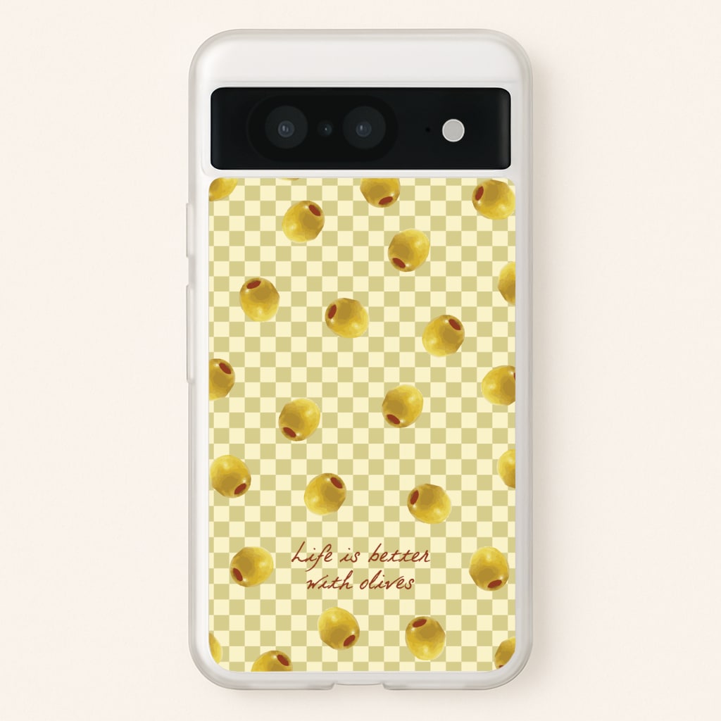 Life Is Better With Olives - Food Patterns Phone Case for Google Pixel 8