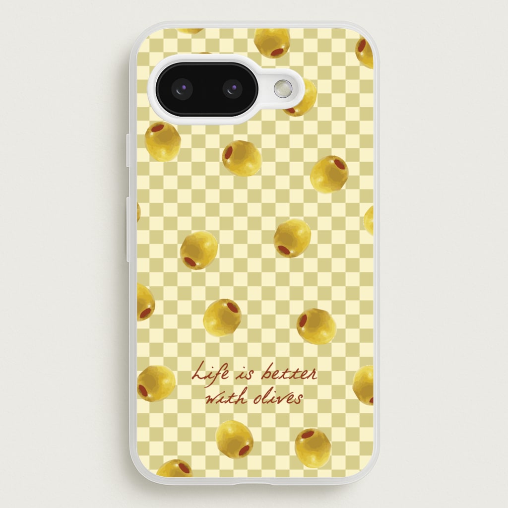 Life Is Better With Olives - Food Patterns Phone Case for Google Pixel 9a
