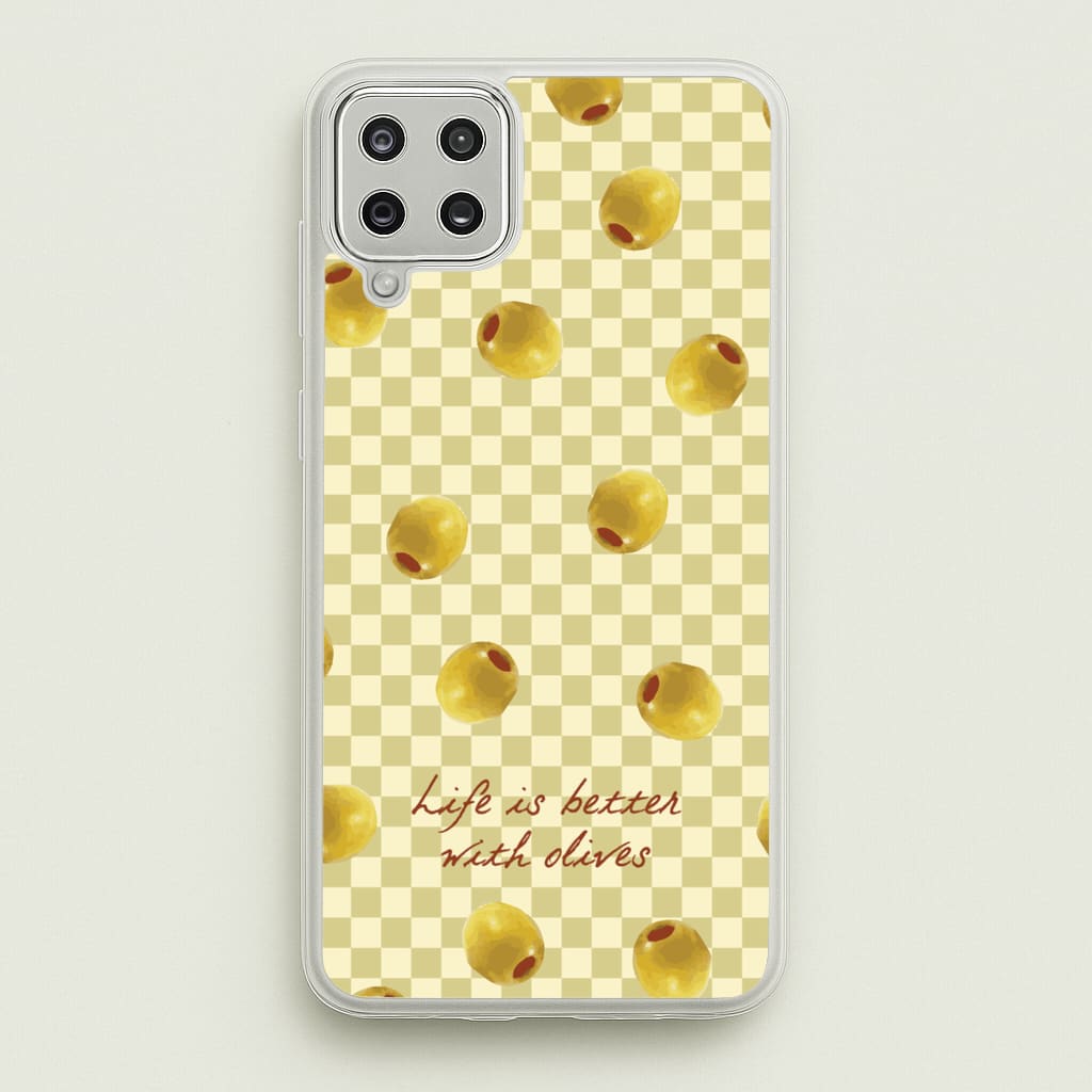 Life Is Better With Olives - Food Patterns Phone Case for Galaxy A12