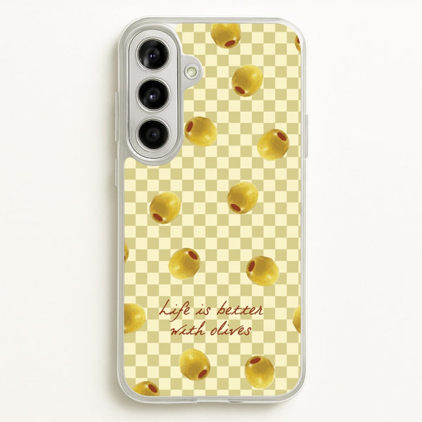 Life Is Better With Olives - Food Patterns Phone Case for Galaxy A56