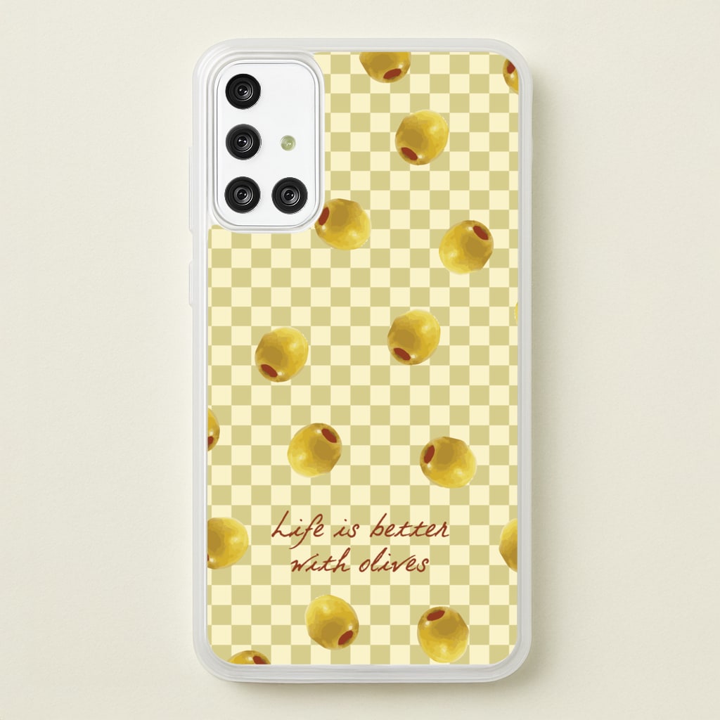 Life Is Better With Olives - Food Patterns Phone Case for Galaxy A71