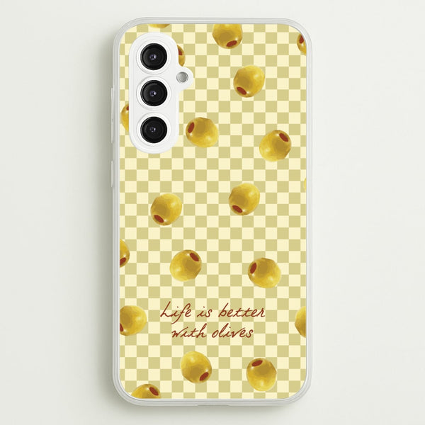 Life Is Better With Olives - Food Patterns Phone Case for Galaxy S23FE