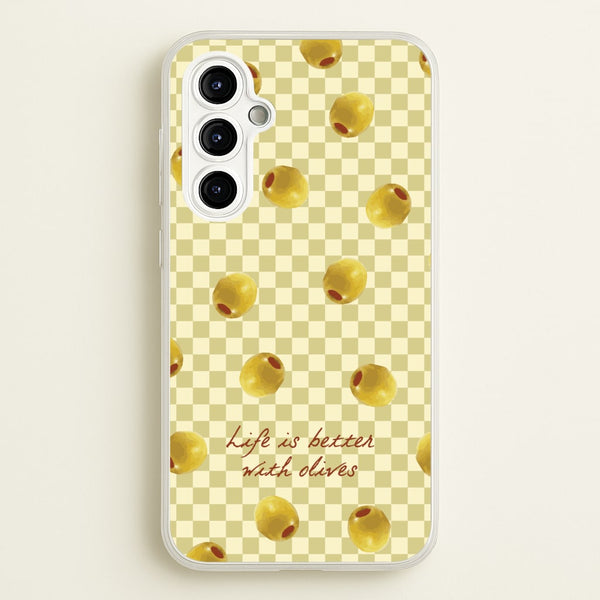 Life Is Better With Olives - Food Patterns Phone Case for Galaxy A54