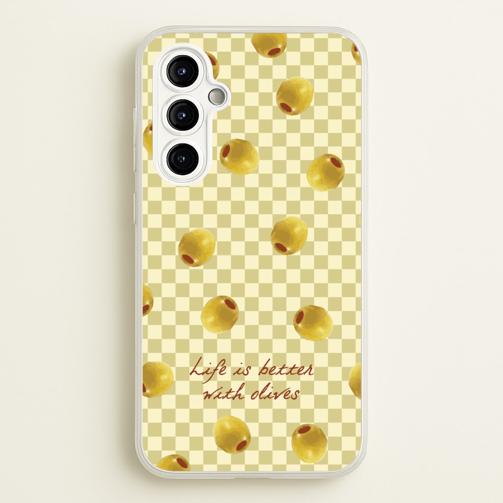 Life Is Better With Olives - Food Patterns Phone Case for Galaxy A54