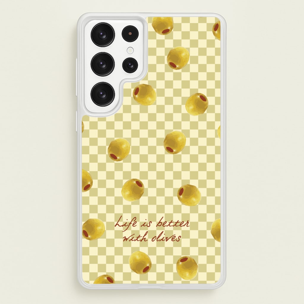 Life Is Better With Olives - Food Patterns Phone Case for Galaxy S23 Ultra