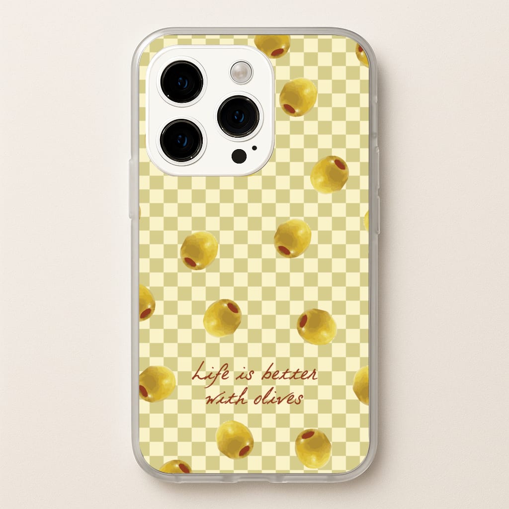 Life Is Better With Olives - Food Patterns Phone Case for iPhone 14 Pro