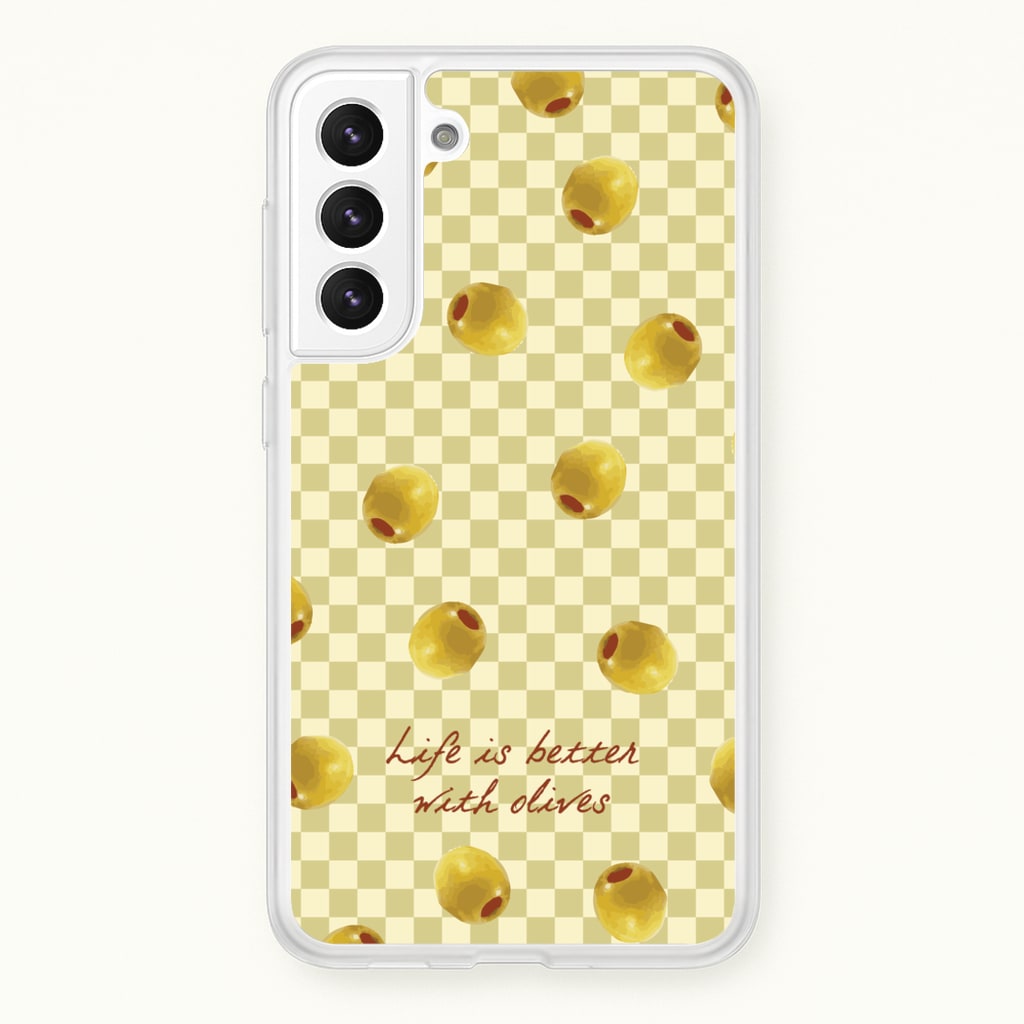 Life Is Better With Olives - Food Patterns Phone Case for Galaxy S21FE