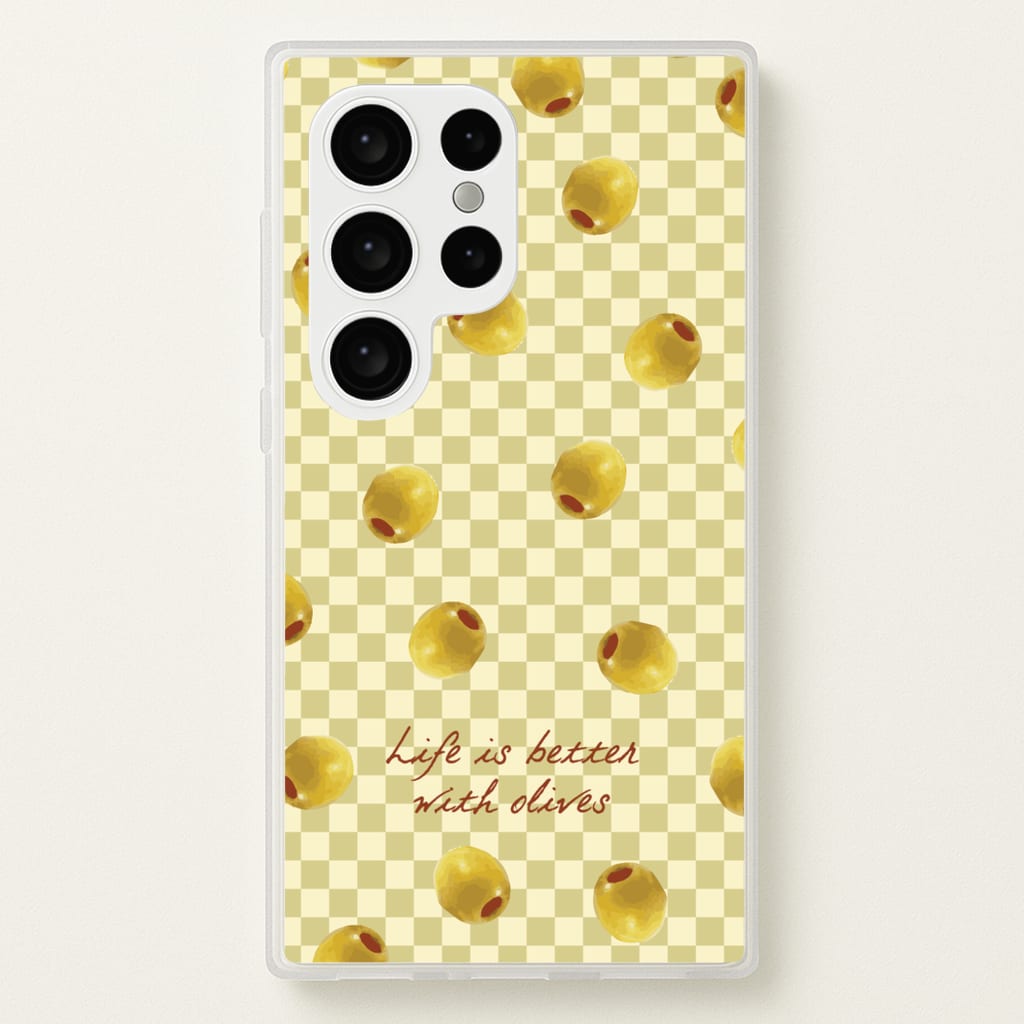 Life Is Better With Olives - Food Patterns Phone Case for Galaxy S24 Ultra