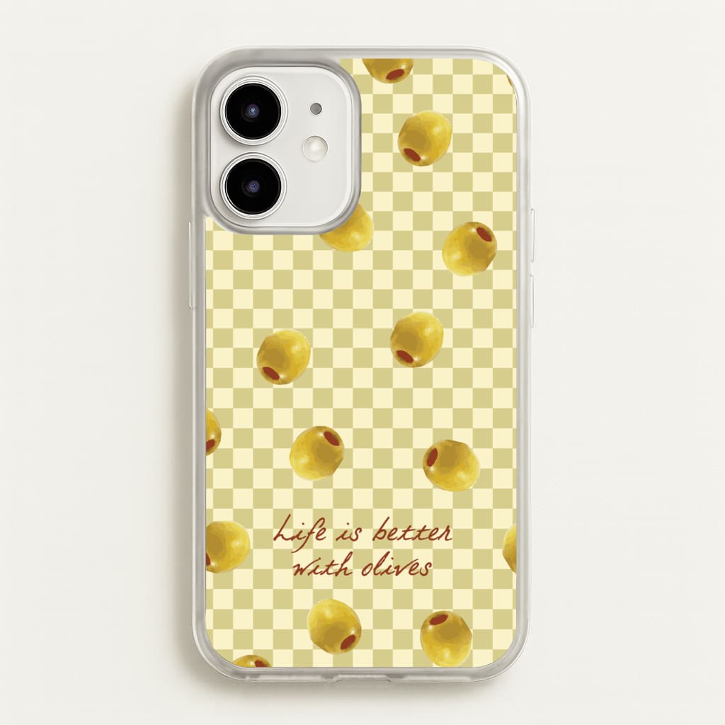 Life Is Better With Olives - Food Patterns Phone Case for iPhone 12 / 12 Pro