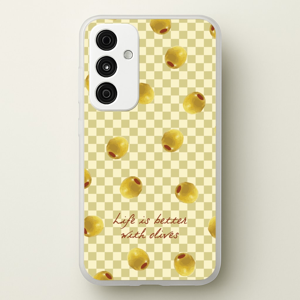 Life Is Better With Olives - Food Patterns Phone Case for Galaxy A35