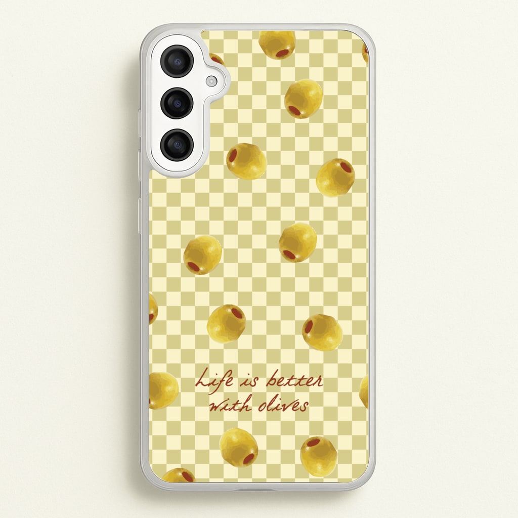 Life Is Better With Olives - Food Patterns Phone Case for Galaxy A34