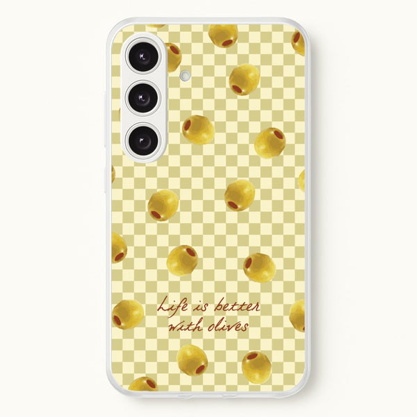 Life Is Better With Olives - Food Patterns Phone Case for Galaxy S25