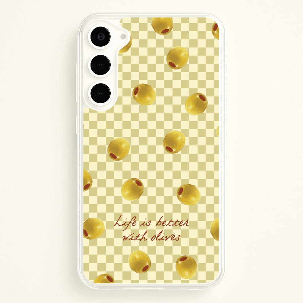 Life Is Better With Olives - Food Patterns Phone Case for Galaxy S23 Plus